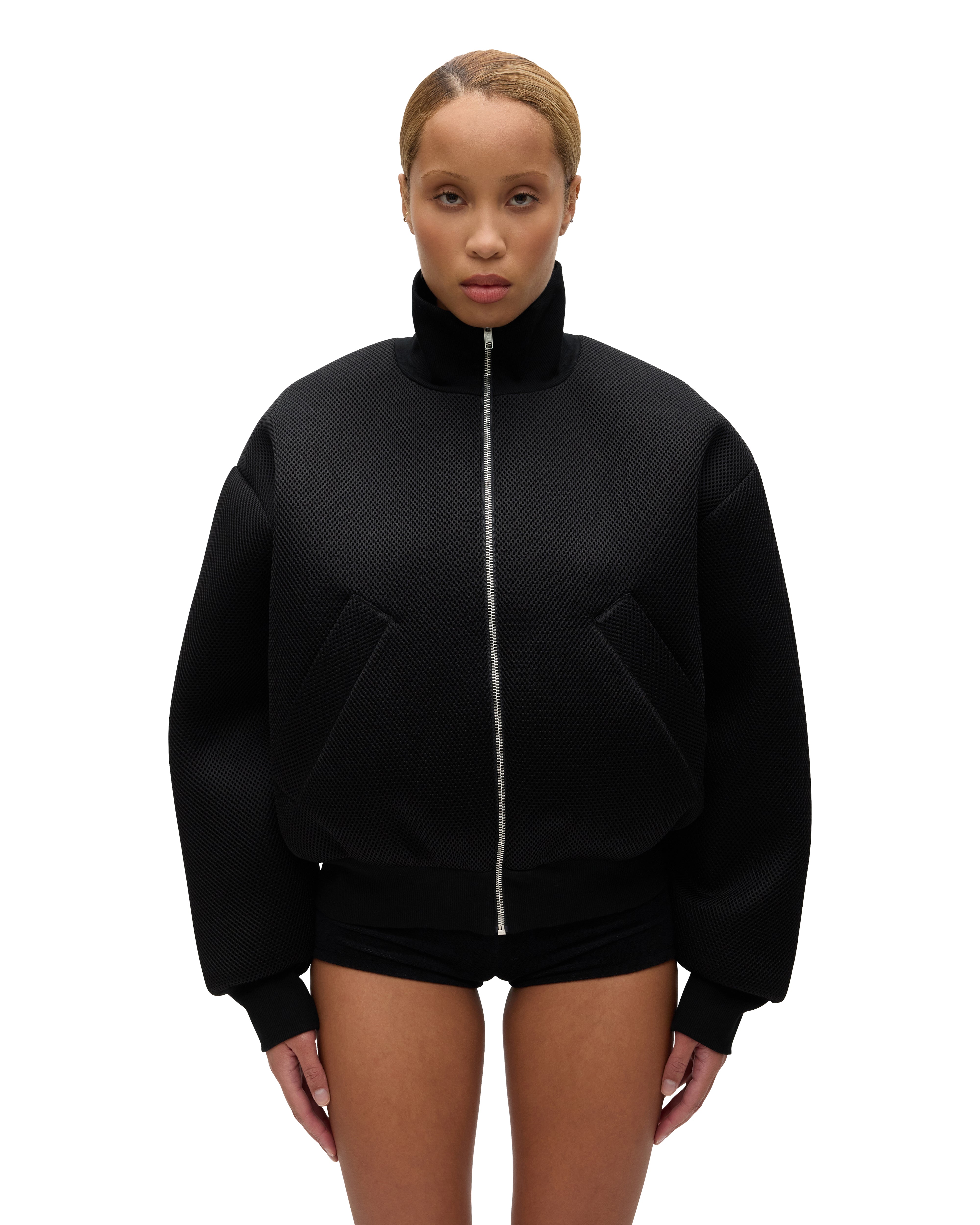 Mesh Puff Bomber - Female Model