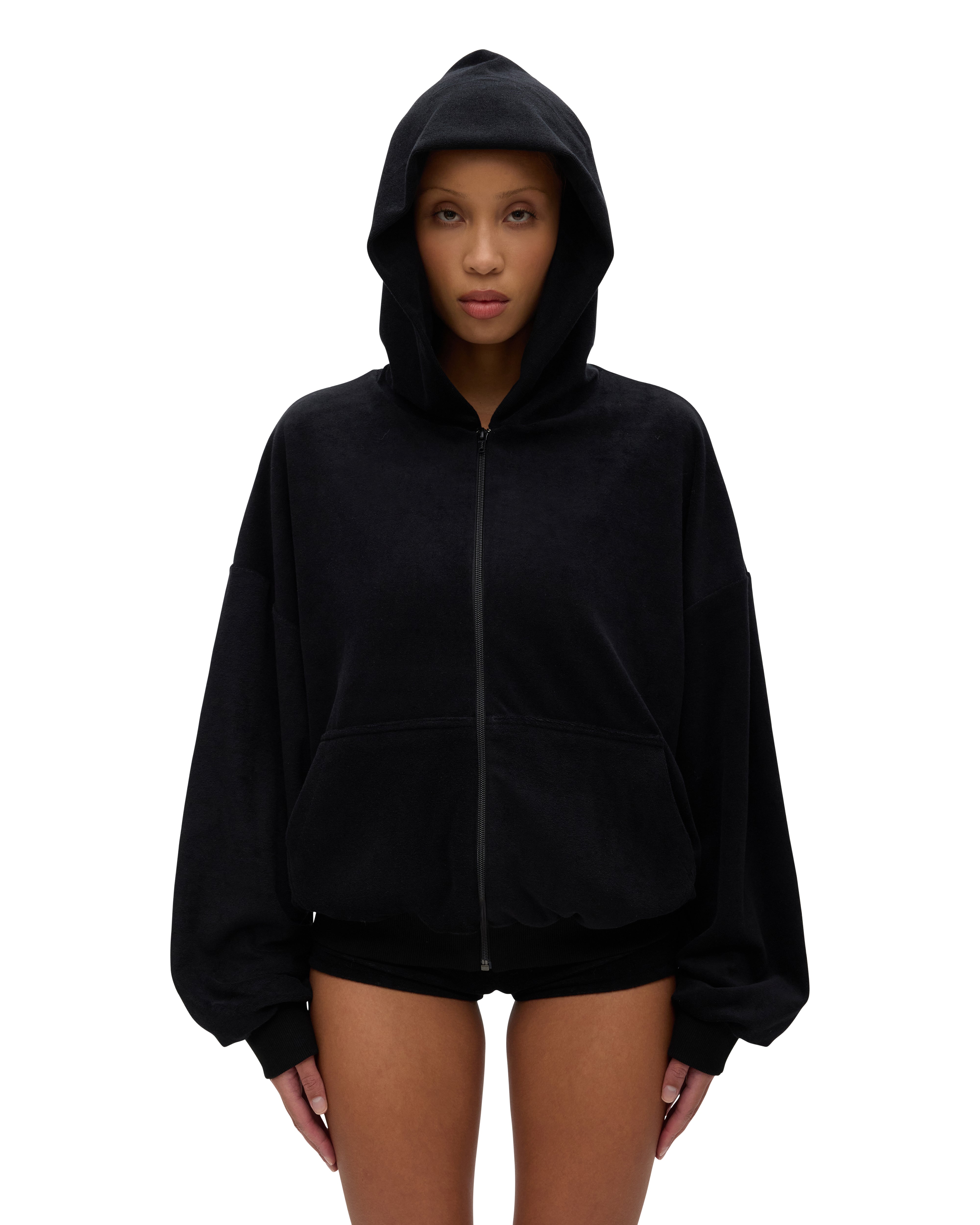 Slouch Zip-Up Hoodie - Female Model